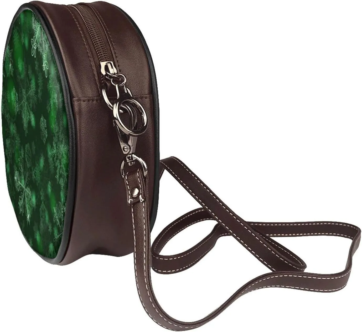 Round PU Leather Crossbody Satchel Bag Vintage Purses Handbags for Women Ladies