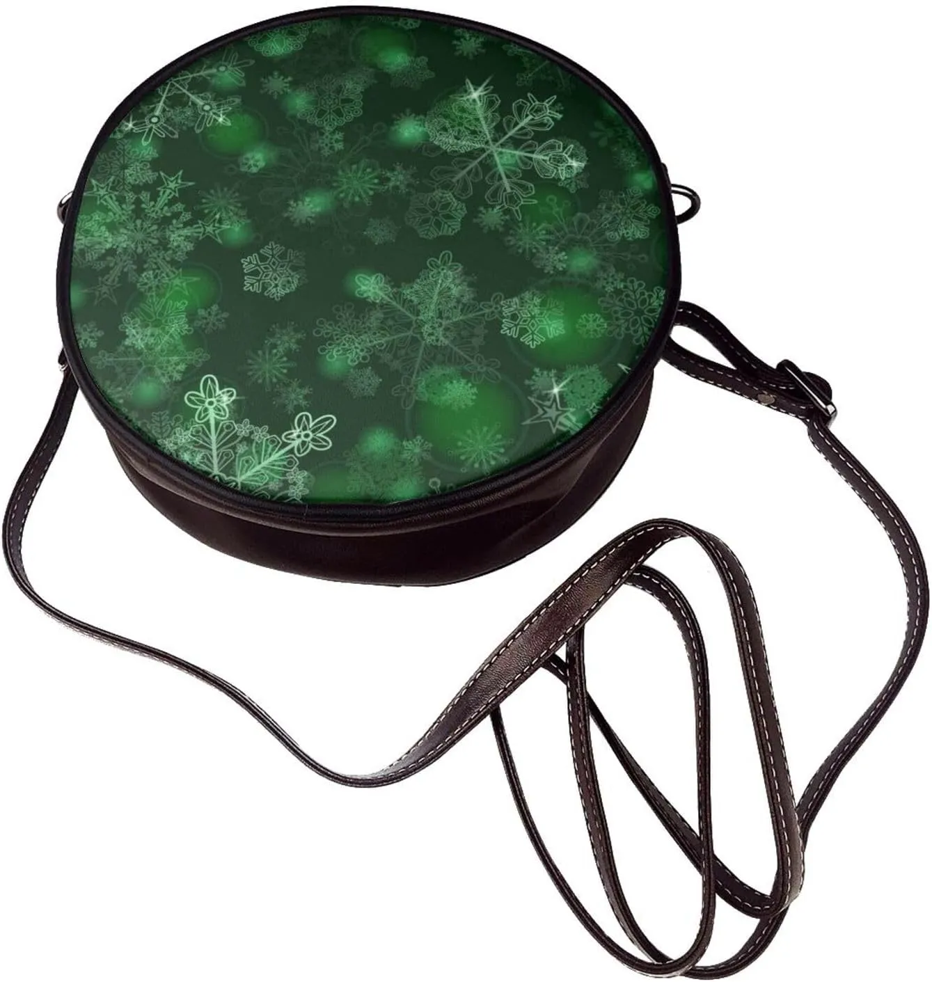 Round PU Leather Crossbody Satchel Bag Vintage Purses Handbags for Women Ladies