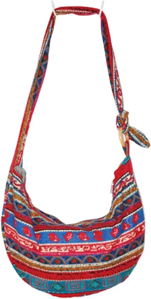 ROUROU Shoulder Bag for Women Hippie Crossbody Bag Bohemian Handbag Printed Pattern Hobo Bag Canvas Purse Cotton Satchel