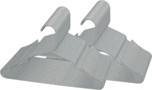 ROYALE 40 Pack Grey Plastic Hangers for Clothes - Heavy Duty Clothes Hanger Ideal for Everyday Standard Use - Lightweight & Space Saving Notched Plastic Hangers - Slim & Sleek Shoulder Groove
