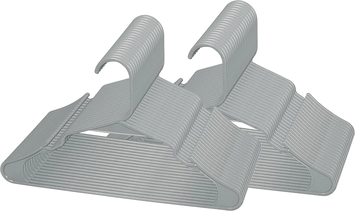 ROYALE 40 Pack Grey Plastic Hangers for Clothes - Heavy Duty Clothes Hanger Ideal for Everyday Standard Use - Lightweight & Space Saving Notched Plastic Hangers - Slim & Sleek Shoulder Groove