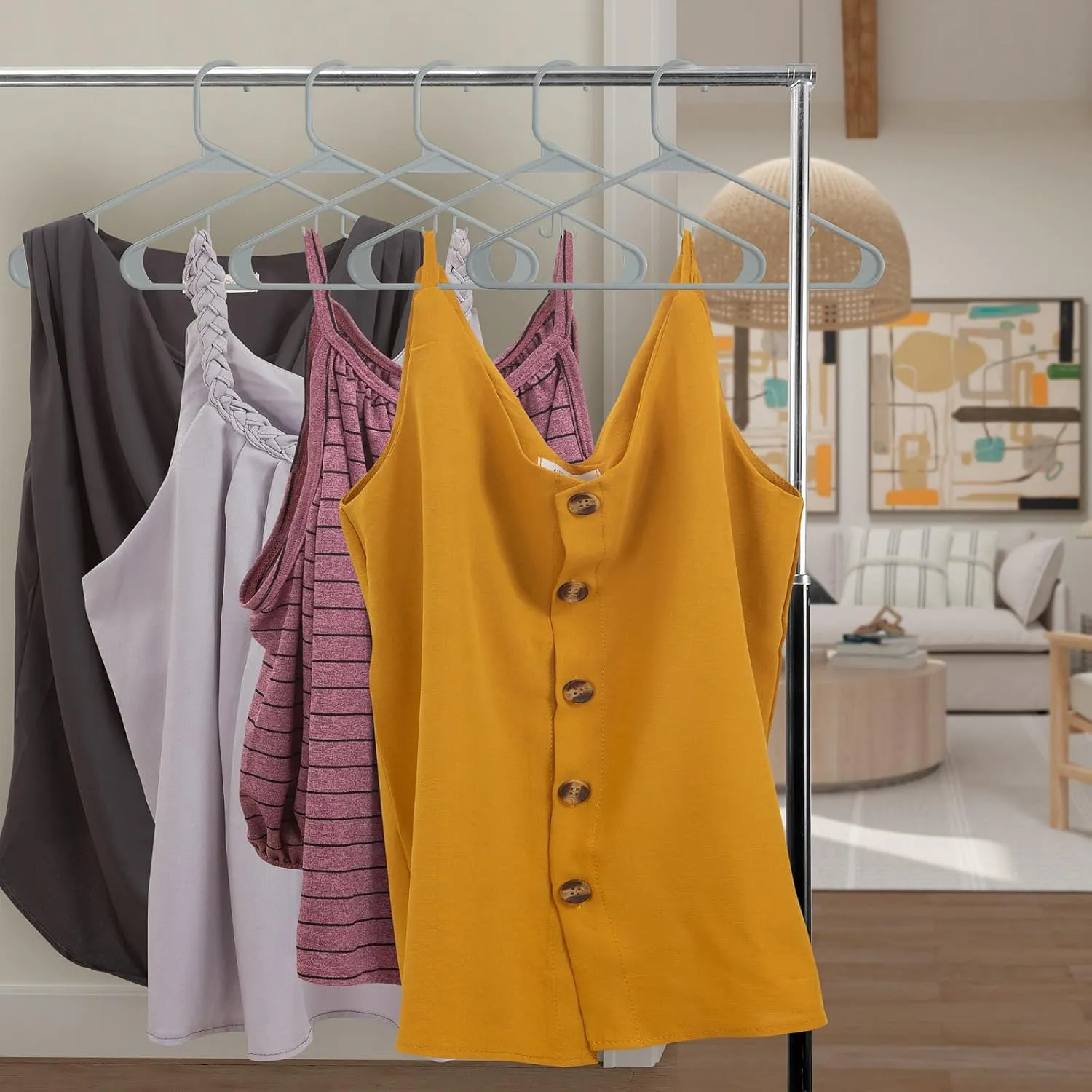 ROYALE Plastic Hangers 40 Pack - Grey Clothes Hanger with Hooks – Heavy Duty Space Saving Coat Hangers Ideal for Everyday Use for Tops, Skirt, Dress, Shirts, Pants (40 Pack, Grey)