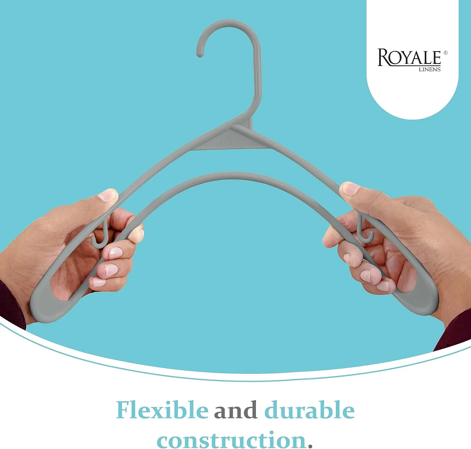 ROYALE Plastic Hangers 40 Pack - Grey Clothes Hanger with Hooks – Heavy Duty Space Saving Coat Hangers Ideal for Everyday Use for Tops, Skirt, Dress, Shirts, Pants (40 Pack, Grey)