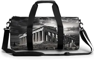 Ruins of A Temple Parthenon Acropolis Athens Greece Funny Gym Bag Travel Tote Bag Duffel Bag for Men Women Weekender Sports Vacation, style