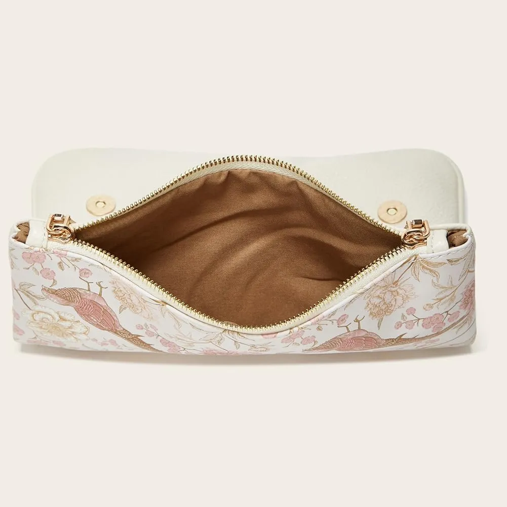 Rungion Fold-Over Clutch Purses for Women Small Vegan Leather Crossbody Shoulder Bag with Chain Evening Wristlet Satchels