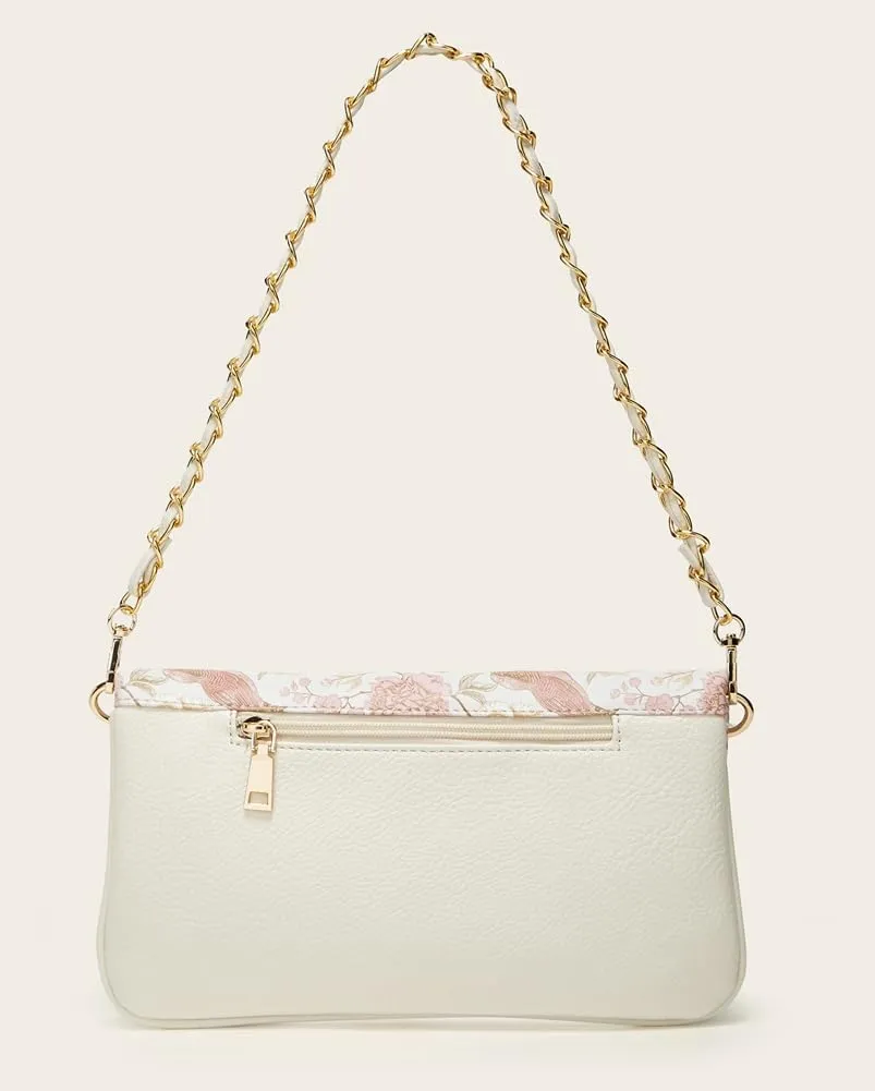 Rungion Fold-Over Clutch Purses for Women Small Vegan Leather Crossbody Shoulder Bag with Chain Evening Wristlet Satchels