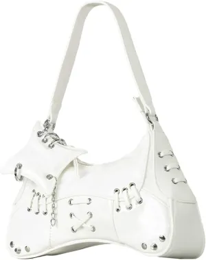 Rungion Studded Purses Y2k Shoulder Bag for Women Small Crossbody Bag Trendy Vegan Leather Handbag Underarm Satchels