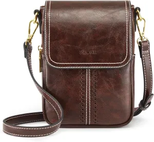 S-ZONE Vegan Leather Small Crossbody Bags for Women Trendy Cell Phone Purses Womens Wallet with Adjustable Strap Card Slots