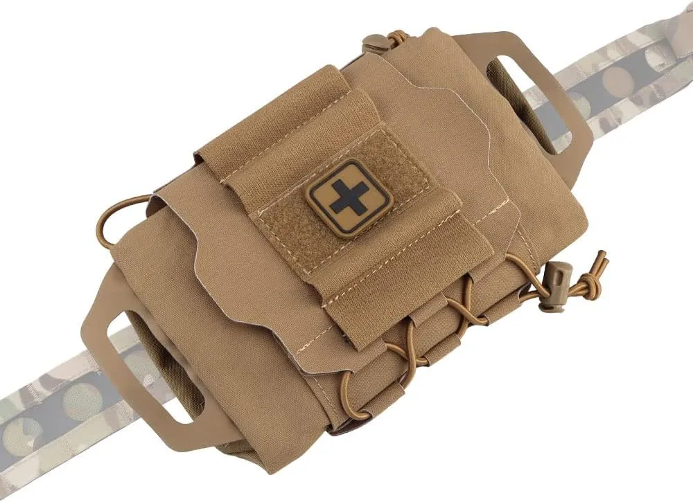 SABADO Rapid Deploy IFAK Pouch First Aid Kits Pack Tactical Two-piece System Medical Supply Holder Roll Carrier Hypalon Handle Outdoor Sport Hunting Bag Laminated Matting Fabric