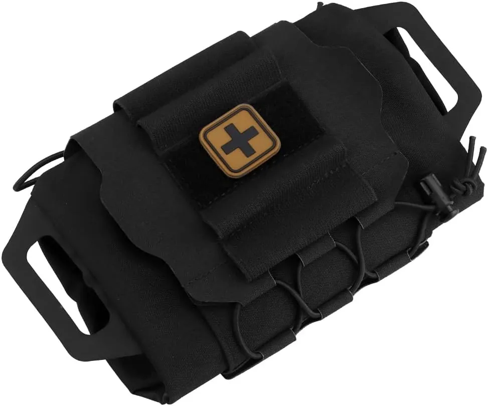 SABADO Rapid Deploy IFAK Pouch First Aid Kits Pack Tactical Two-piece System Medical Supply Holder Roll Carrier Hypalon Handle Outdoor Sport Hunting Bag Laminated Matting Fabric