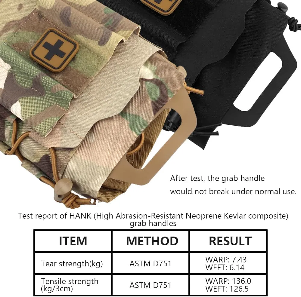 SABADO Rapid Deploy IFAK Pouch First Aid Kits Pack Tactical Two-piece System Medical Supply Holder Roll Carrier Hypalon Handle Outdoor Sport Hunting Bag Laminated Matting Fabric