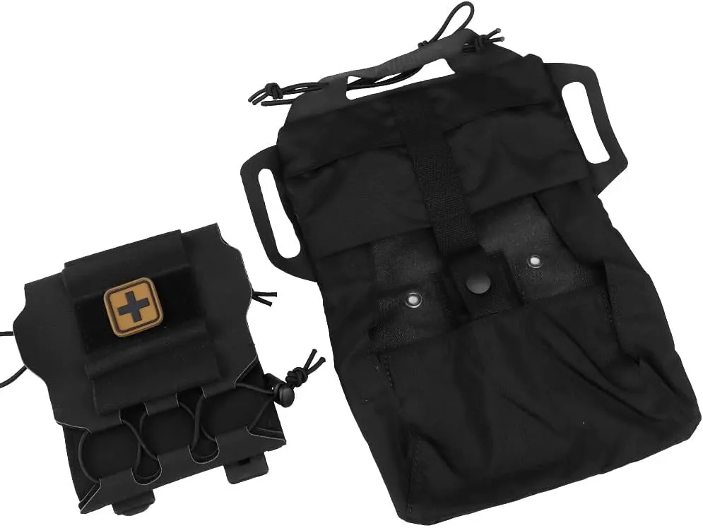 SABADO Rapid Deploy IFAK Pouch First Aid Kits Pack Tactical Two-piece System Medical Supply Holder Roll Carrier Hypalon Handle Outdoor Sport Hunting Bag Laminated Matting Fabric