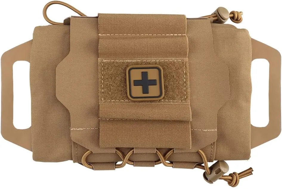 SABADO Rapid Deploy IFAK Pouch First Aid Kits Pack Tactical Two-piece System Medical Supply Holder Roll Carrier Hypalon Handle Outdoor Sport Hunting Bag Laminated Matting Fabric