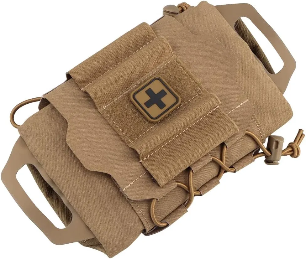 SABADO Rapid Deploy IFAK Pouch First Aid Kits Pack Tactical Two-piece System Medical Supply Holder Roll Carrier Hypalon Handle Outdoor Sport Hunting Bag Laminated Matting Fabric