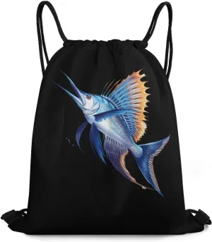 Sailfish Cute Drawstring Backpack String Tote Bag Storage Daypack for Travel Sport Accessories