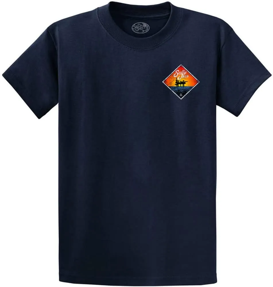 SALTY JOES Men's Oil Rig Logo Heavyweight Cotton Tees
