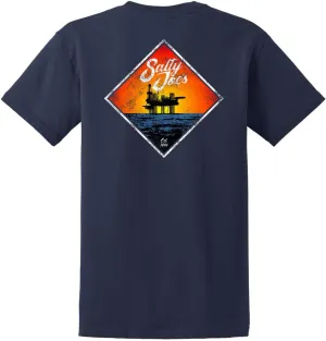 SALTY JOES Men's Oil Rig Logo Heavyweight Cotton Tees
