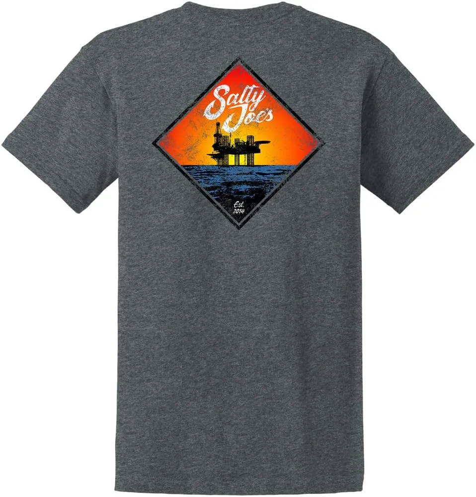 SALTY JOES Men's Oil Rig Logo Heavyweight Cotton Tees