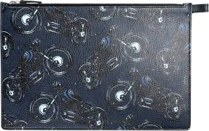 Salvatore Ferragamo Women's Leather Motorcycle Print Clutch Cosmetic Bag
