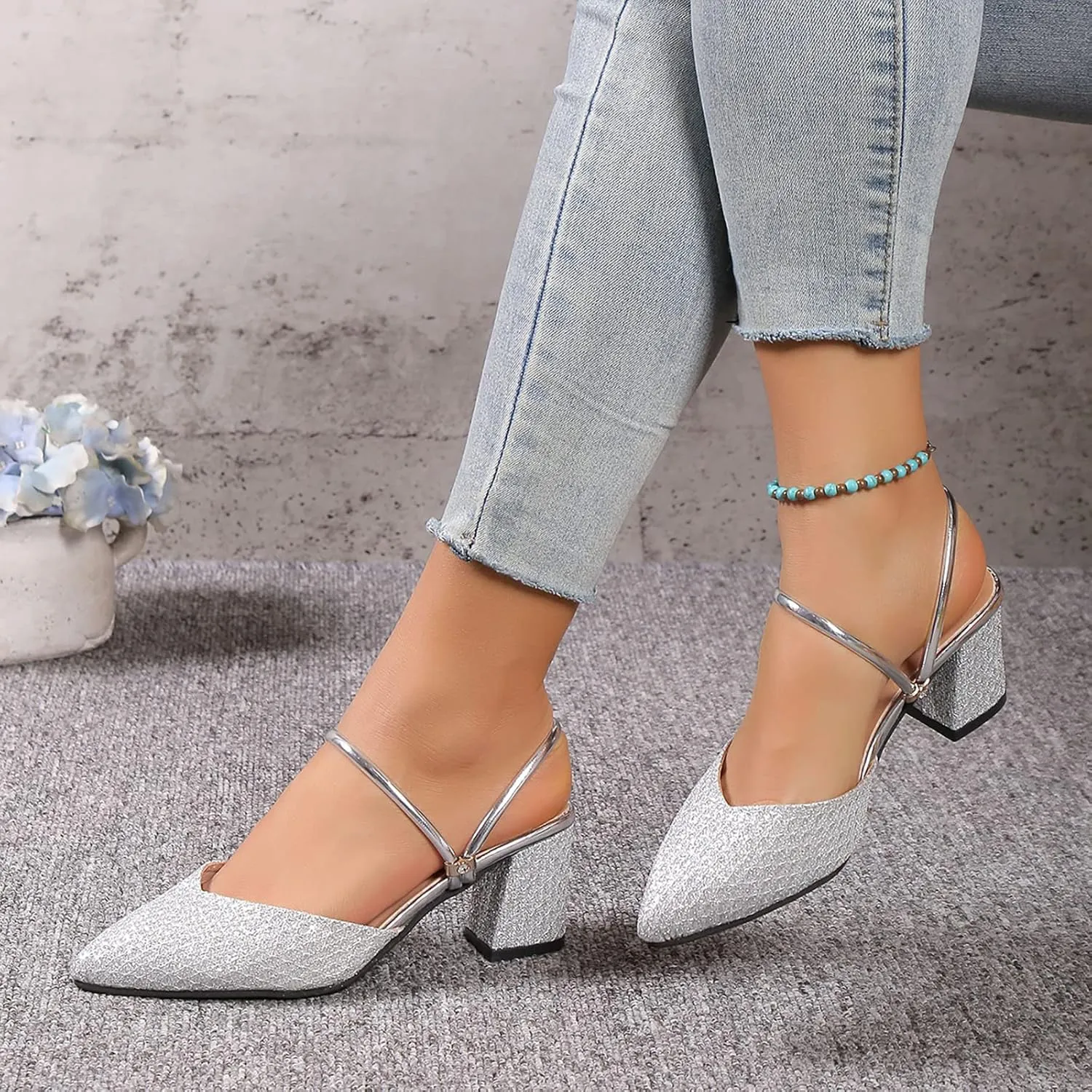 Sandals for Women 2025 Low Block Heels Sandals Open Toe Sandals Square Toe Bridal Shoes Ankle Strap Summer Heels