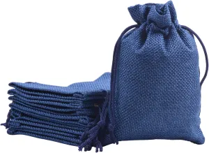 Sansam 25pcs 13.0x17.0cm/5.2''x6.8'' Navy Color Drawstring and Lining Burla/Hessian Bags, Jewelry Pouches, Wedding Favors, Jewelry Packing, Gift Bags