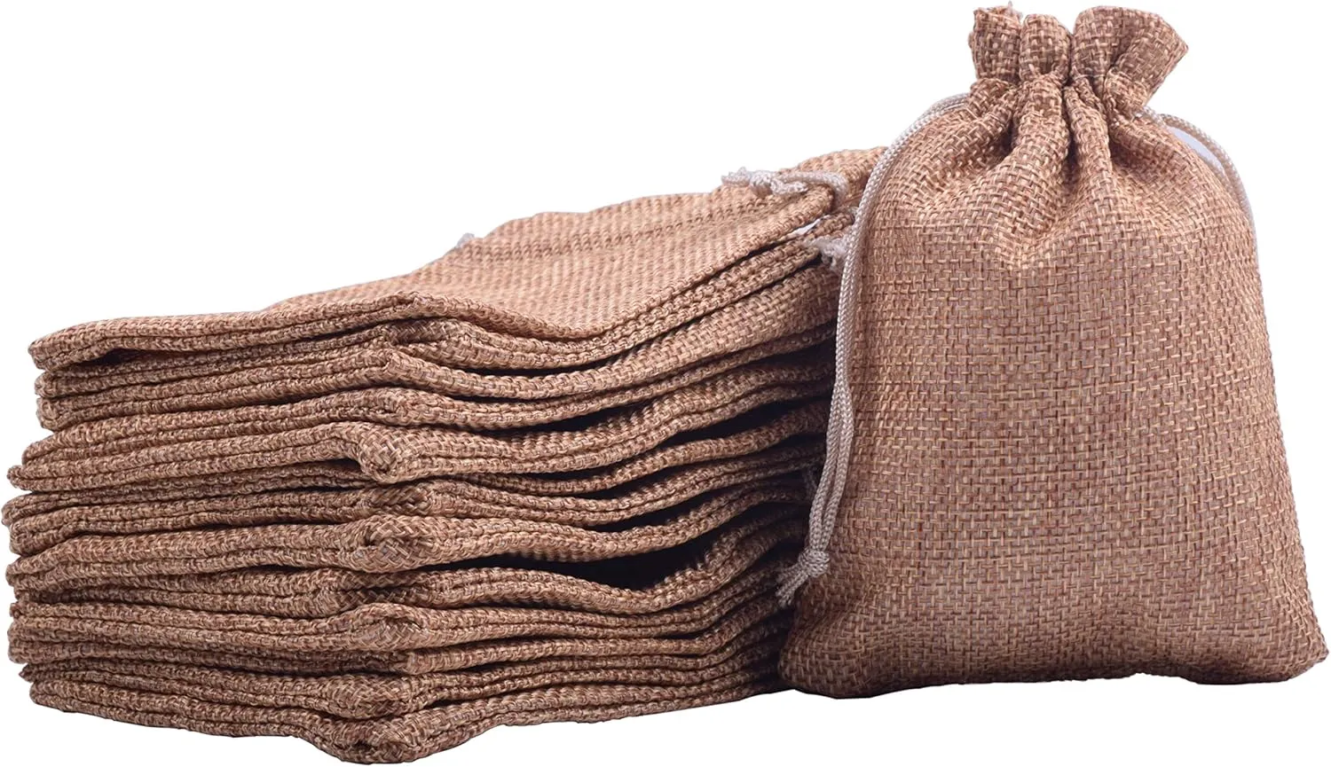 Sansam 25pcs 13.0x18.0cm/5.2''x7.2'' Camel Lining Burlap Small Gift Bags Hemp/Hessian Bags, Jewelry Pouches, Wedding Favors, Jewelry Packing, Sacks