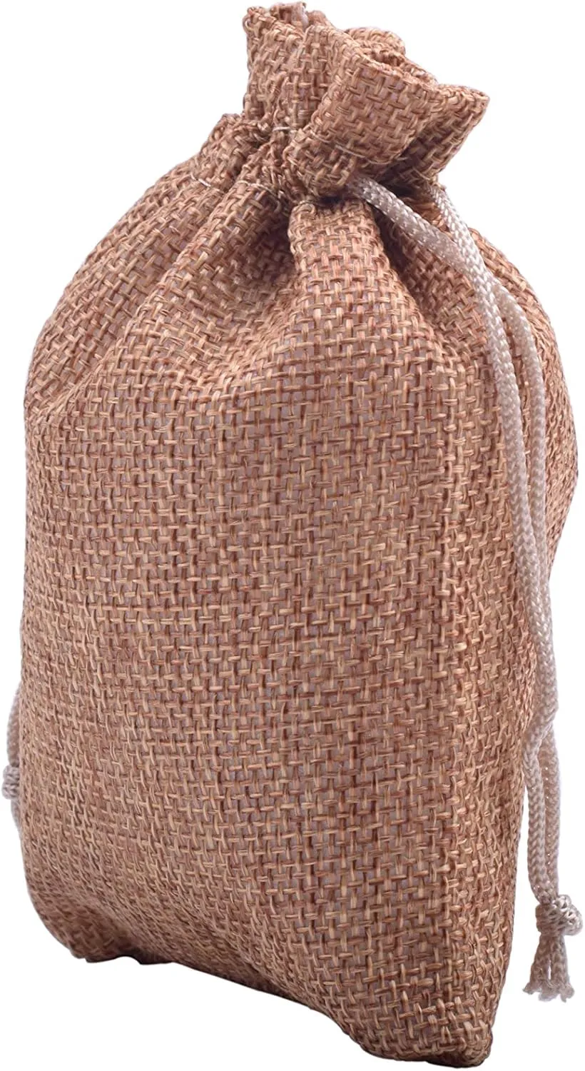 Sansam 25pcs 13.0x18.0cm/5.2''x7.2'' Camel Lining Burlap Small Gift Bags Hemp/Hessian Bags, Jewelry Pouches, Wedding Favors, Jewelry Packing, Sacks