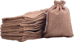Sansam 25pcs 13.0x18.0cm/5.2''x7.2'' Camel Lining Burlap Small Gift Bags Hemp/Hessian Bags, Jewelry Pouches, Wedding Favors, Jewelry Packing, Sacks