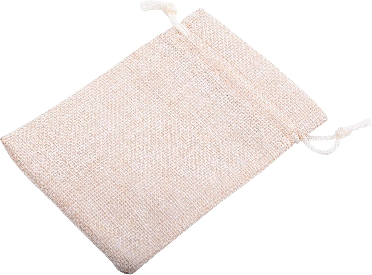 Sansam 25pcs Cream Drawstring Burlap Gift Bags, 5.2x7.2 Inch Lining Burlap Sacks For Jewellery Packaging, Herb, Spices, Medium Size Jute Treat Bags for Christmas, Wedding, Party,Household Storage