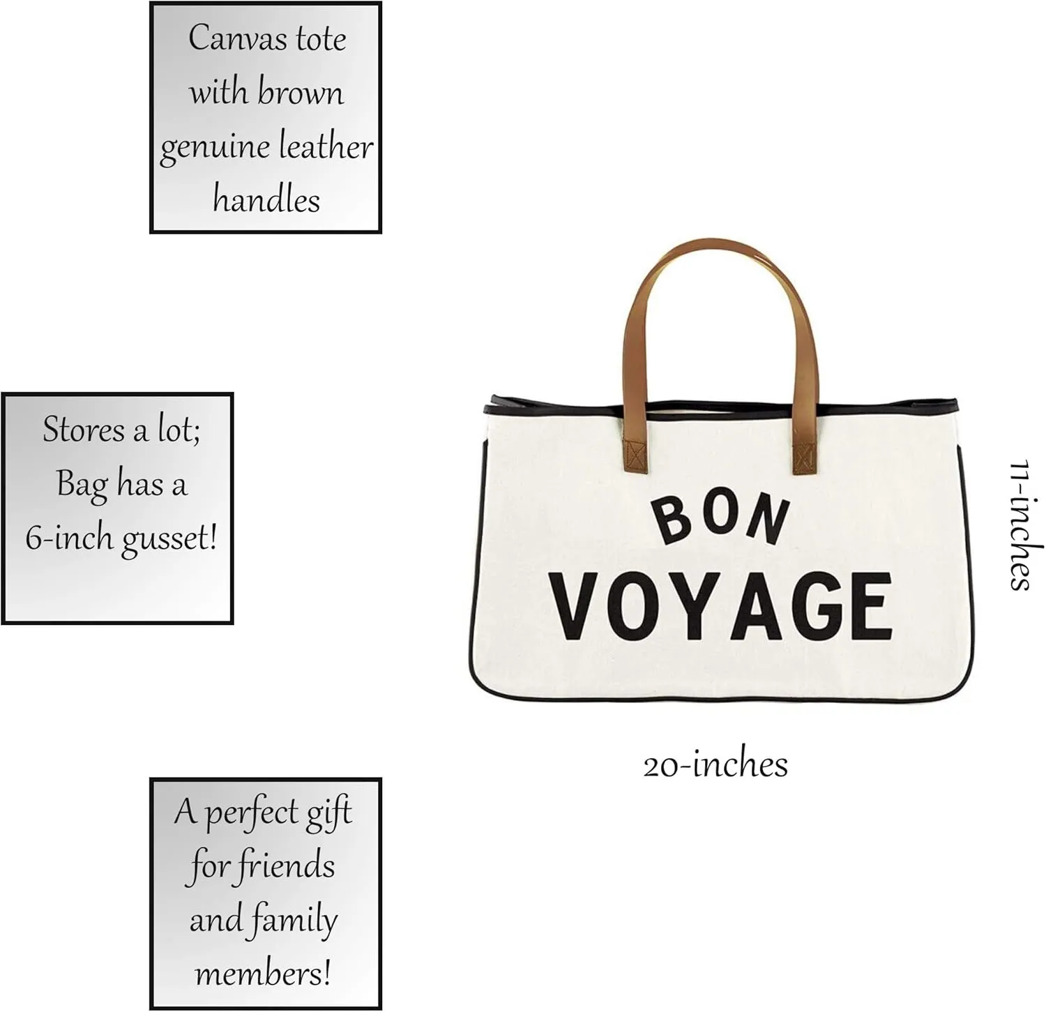 Santa Barbara Design Studio Tote Bag Hold Everything Collection Black and White 100% Cotton Canvas with Leather Handles
