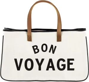 Santa Barbara Design Studio Tote Bag Hold Everything Collection Black and White 100% Cotton Canvas with Leather Handles