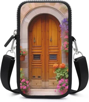 Santorini Greece Rustic Scenic Mobile Phone Bag Cellphone Storage Holder Crossbody Bags Pouch Wallet with Adjustable Strap