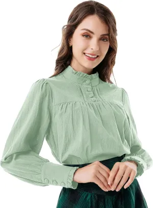 Scarlet Darkness Victorian Blouse for Women Cotton Long Sleeve Renaissance Shirt