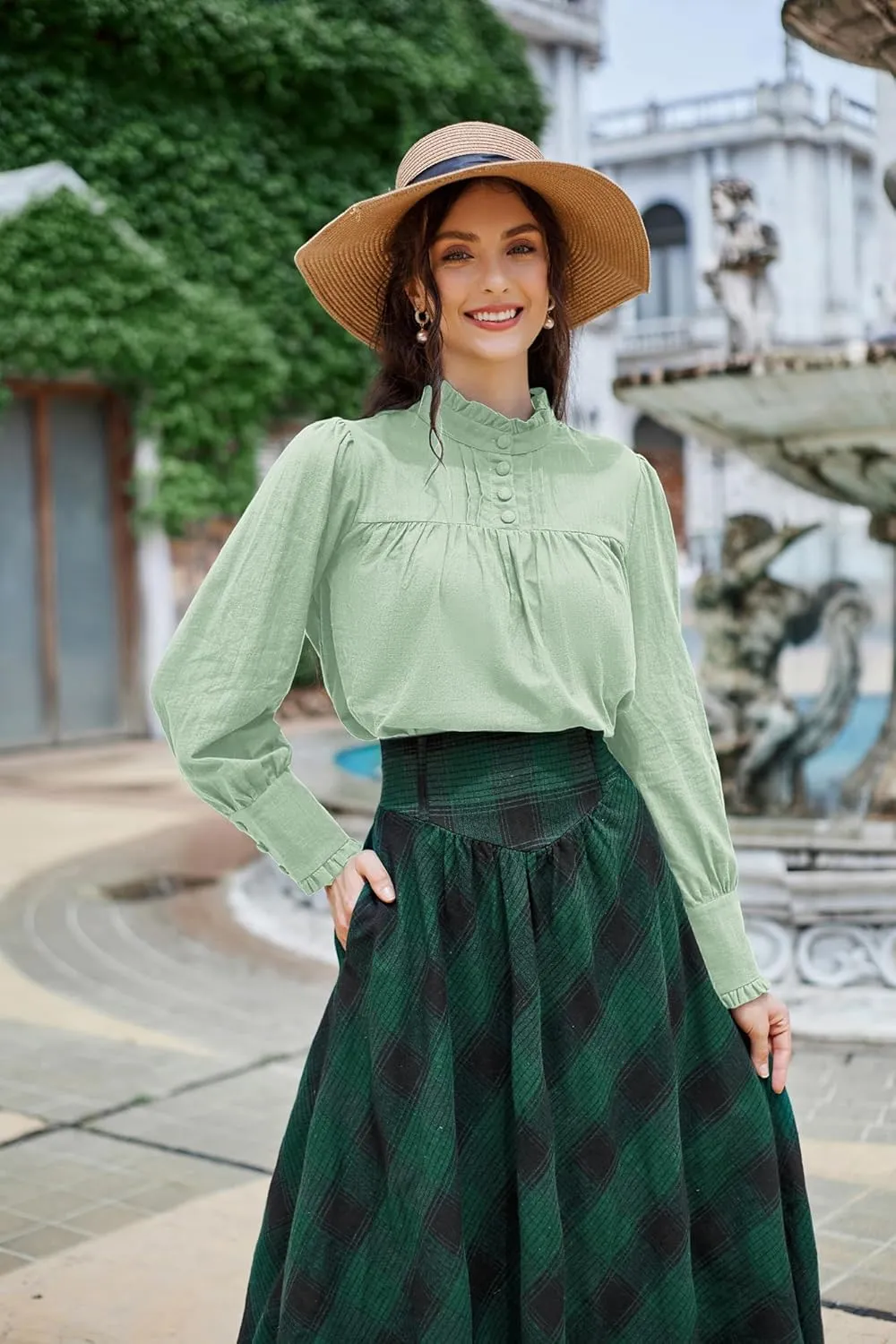 Scarlet Darkness Victorian Blouse for Women Cotton Long Sleeve Renaissance Shirt