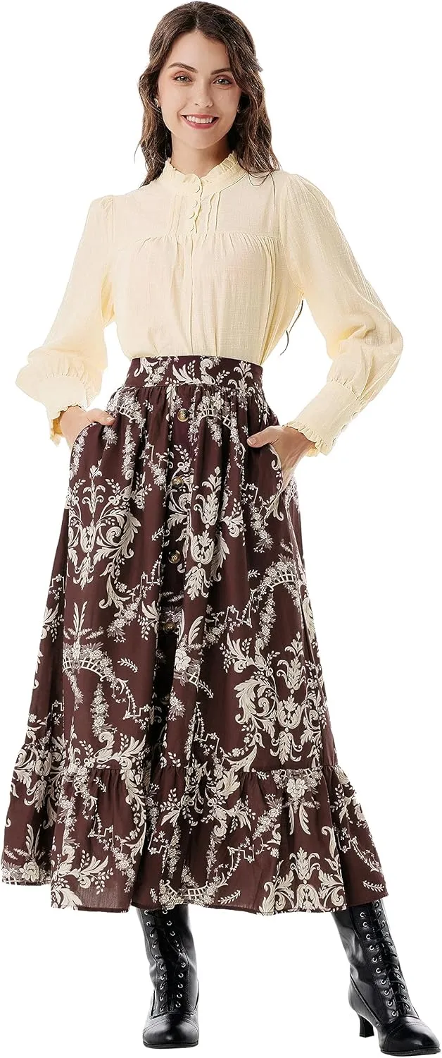 Scarlet Darkness Victorian Blouse for Women Cotton Long Sleeve Renaissance Shirt