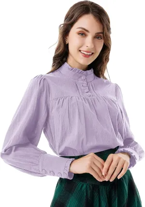 Scarlet Darkness Victorian Blouse for Women Cotton Long Sleeve Renaissance Shirt