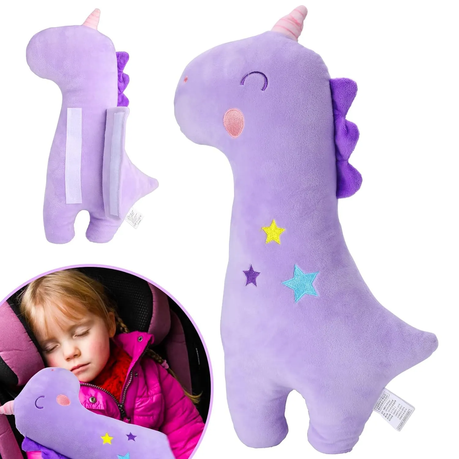 Seat Belt Cover Pillow for Kids, Car Seatbelt Cushion Shoulder Neck Support Protector Pad, Soft Stuffed Plush Travel Vehicle Safety Belts Strap Pillow for Boys and Girls Headrest (Unicorn)