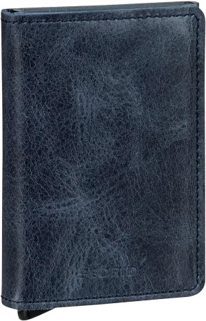 SECRID - Slim Wallet Genuine Vintage Leather RFID Safe Card Case for max 12 Cards (Blue)