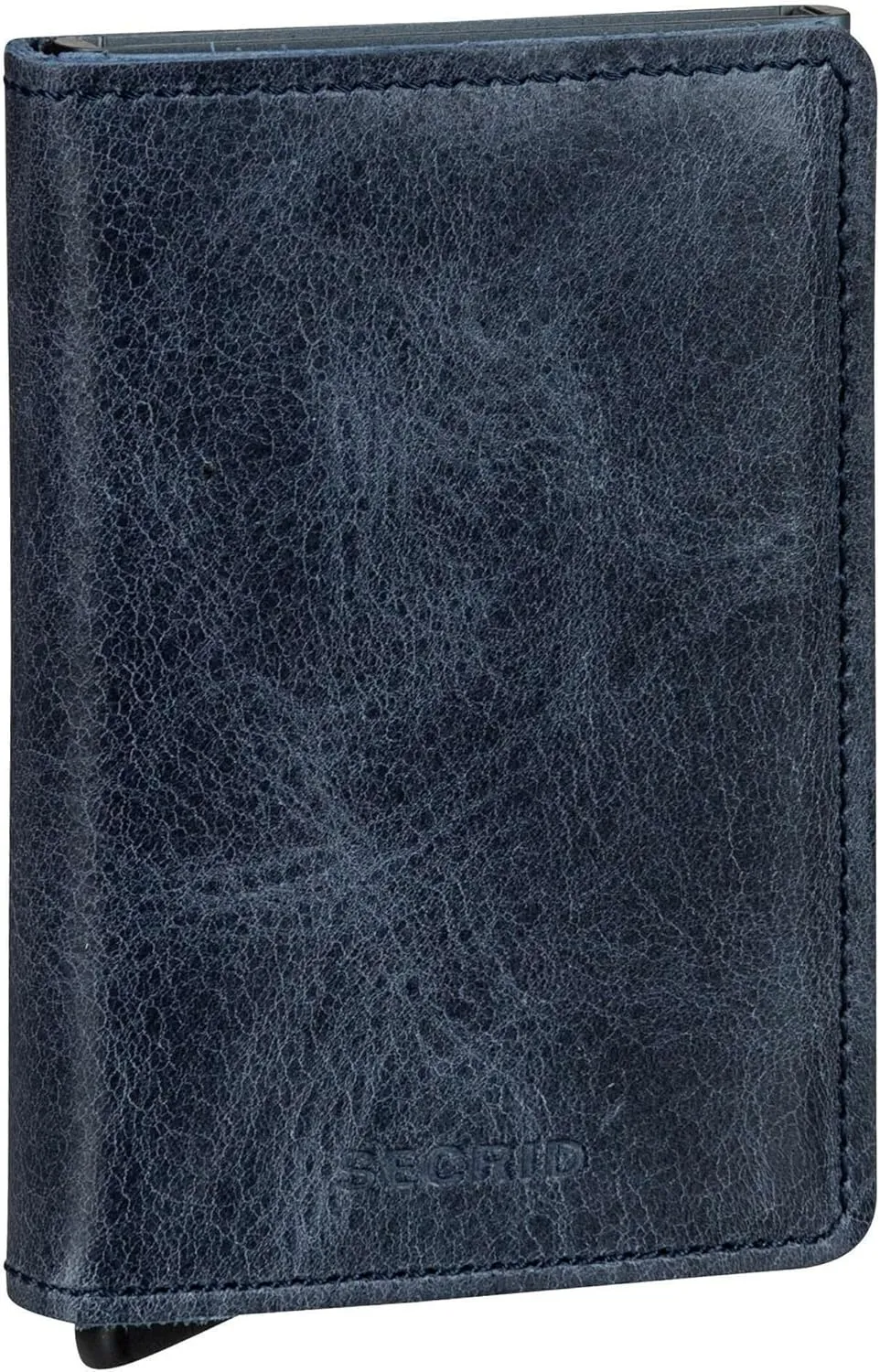SECRID - Slim Wallet Genuine Vintage Leather RFID Safe Card Case for max 12 Cards (Blue)