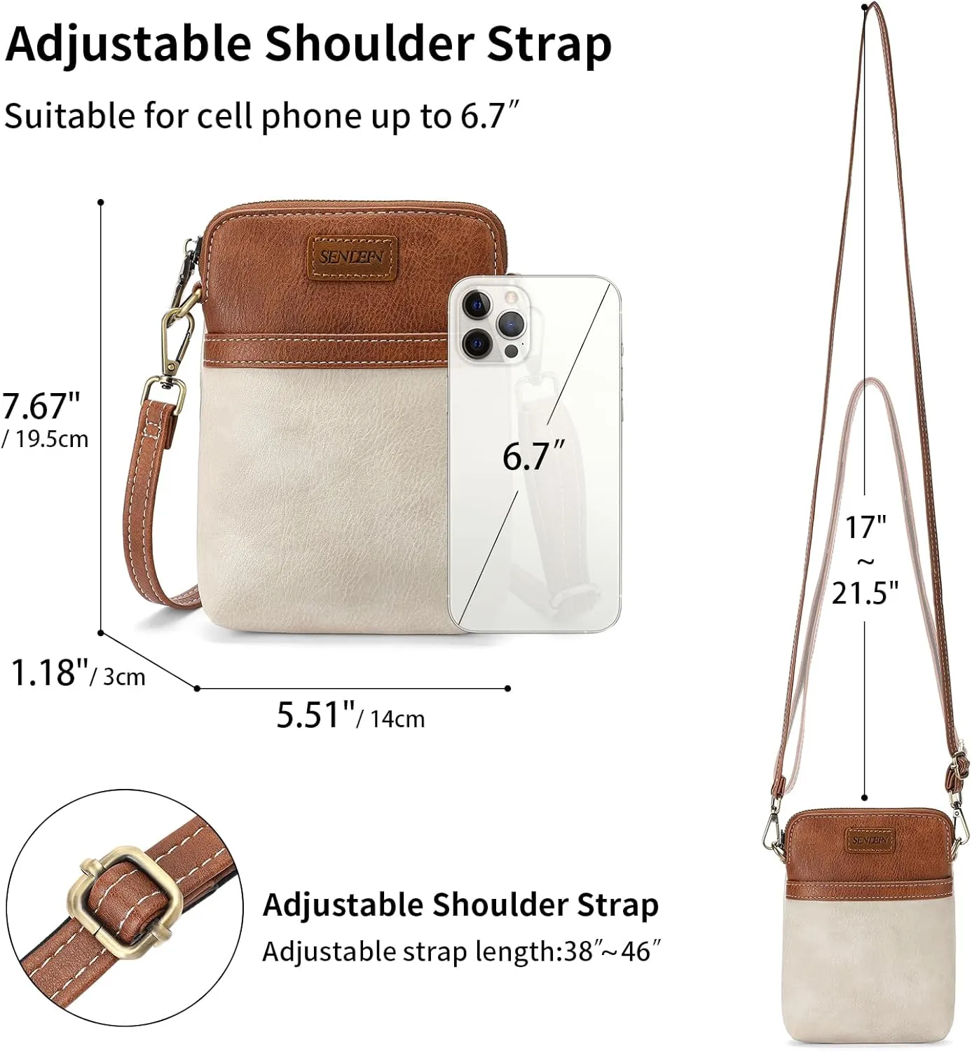 SENDEFN Cell Phone Purses for Women Small Crossbody Bag Shoulder Handbag with Adjustable Strap