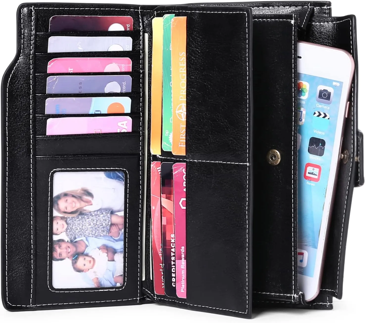 SENDEFN Women Leather Wallets RFID Blocking Clutch Card Holder Ladies Purse with Zipper Pocket
