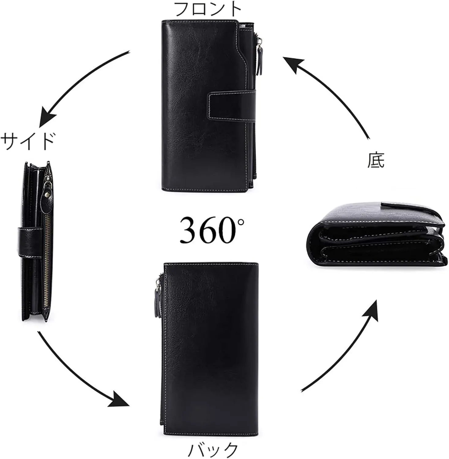 SENDEFN Women Leather Wallets RFID Blocking Clutch Card Holder Ladies Purse with Zipper Pocket