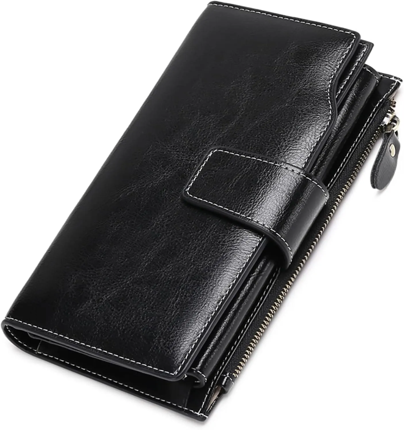 SENDEFN Women Leather Wallets RFID Blocking Clutch Card Holder Ladies Purse with Zipper Pocket