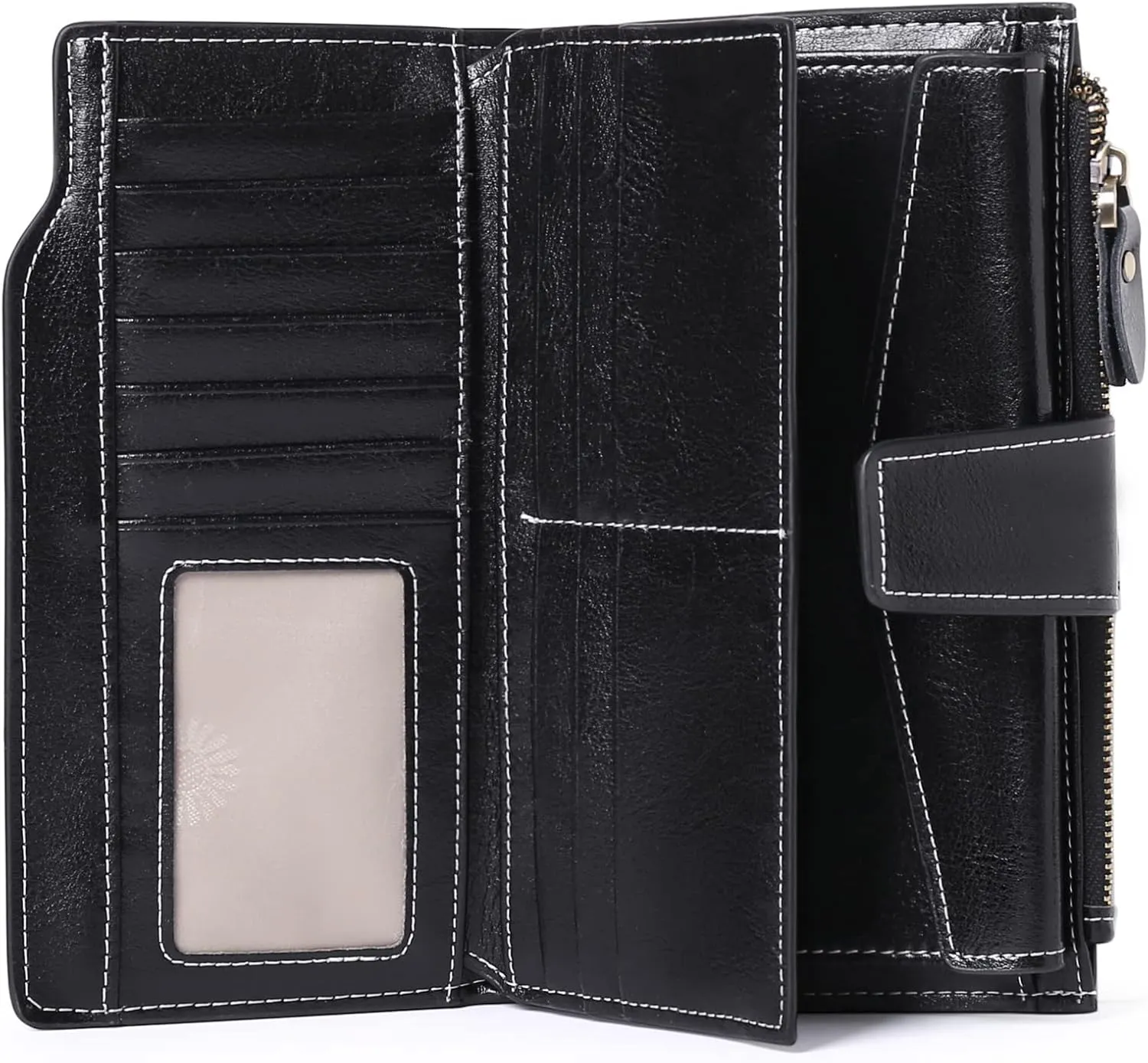 SENDEFN Women Leather Wallets RFID Blocking Clutch Card Holder Ladies Purse with Zipper Pocket