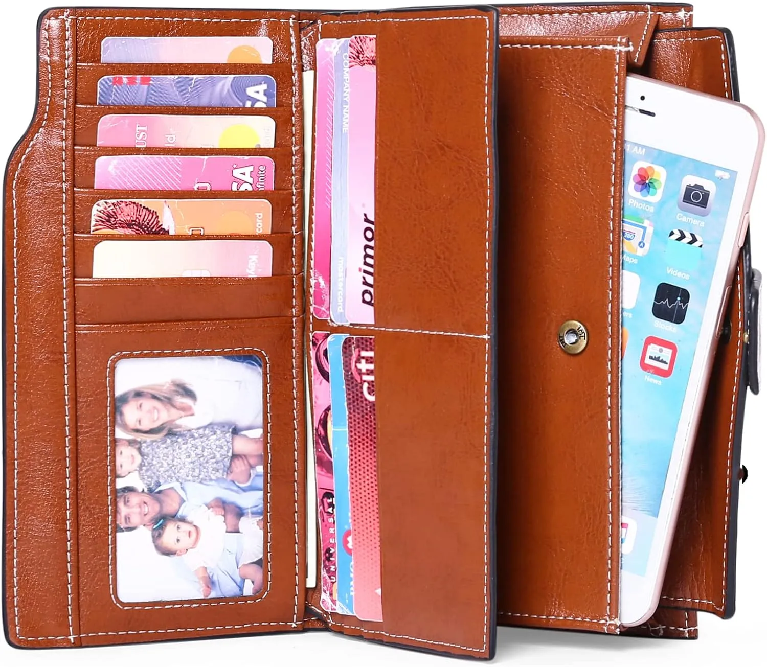 SENDEFN Women Leather Wallets RFID Blocking Clutch Card Holder Ladies Purse with Zipper Pocket