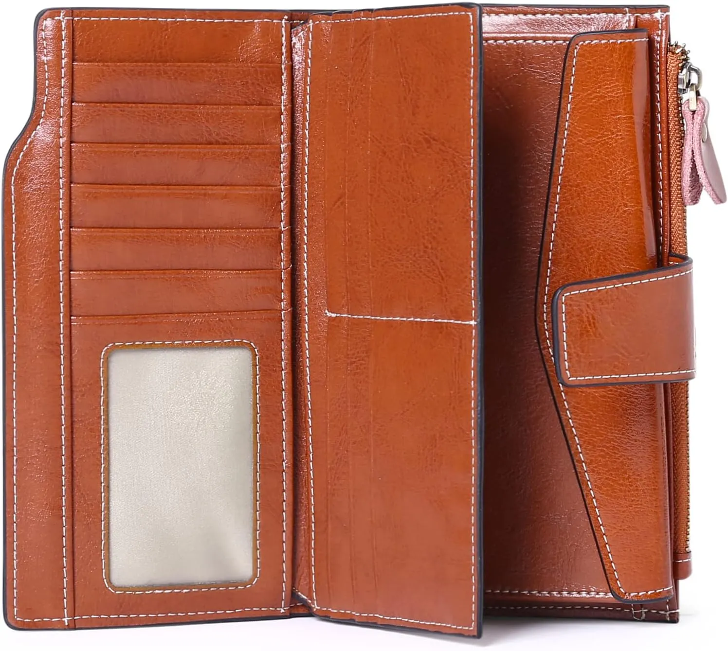 SENDEFN Women Leather Wallets RFID Blocking Clutch Card Holder Ladies Purse with Zipper Pocket