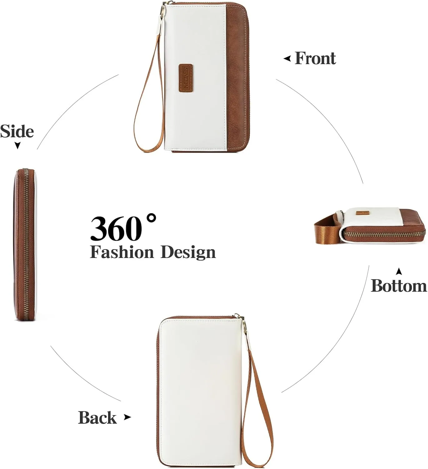 SENDEFN Womens Wallet Genuine Leather Wristlet Wallets for Women Clutch Credit Card Holder Zipper Around Long Purse