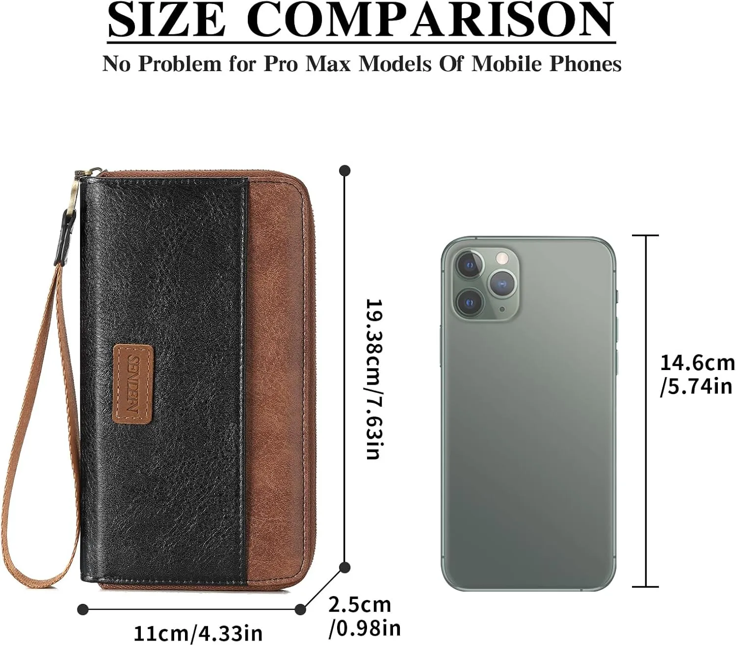 SENDEFN Womens Wallet Genuine Leather Wristlet Wallets for Women Clutch Credit Card Holder Zipper Around Long Purse