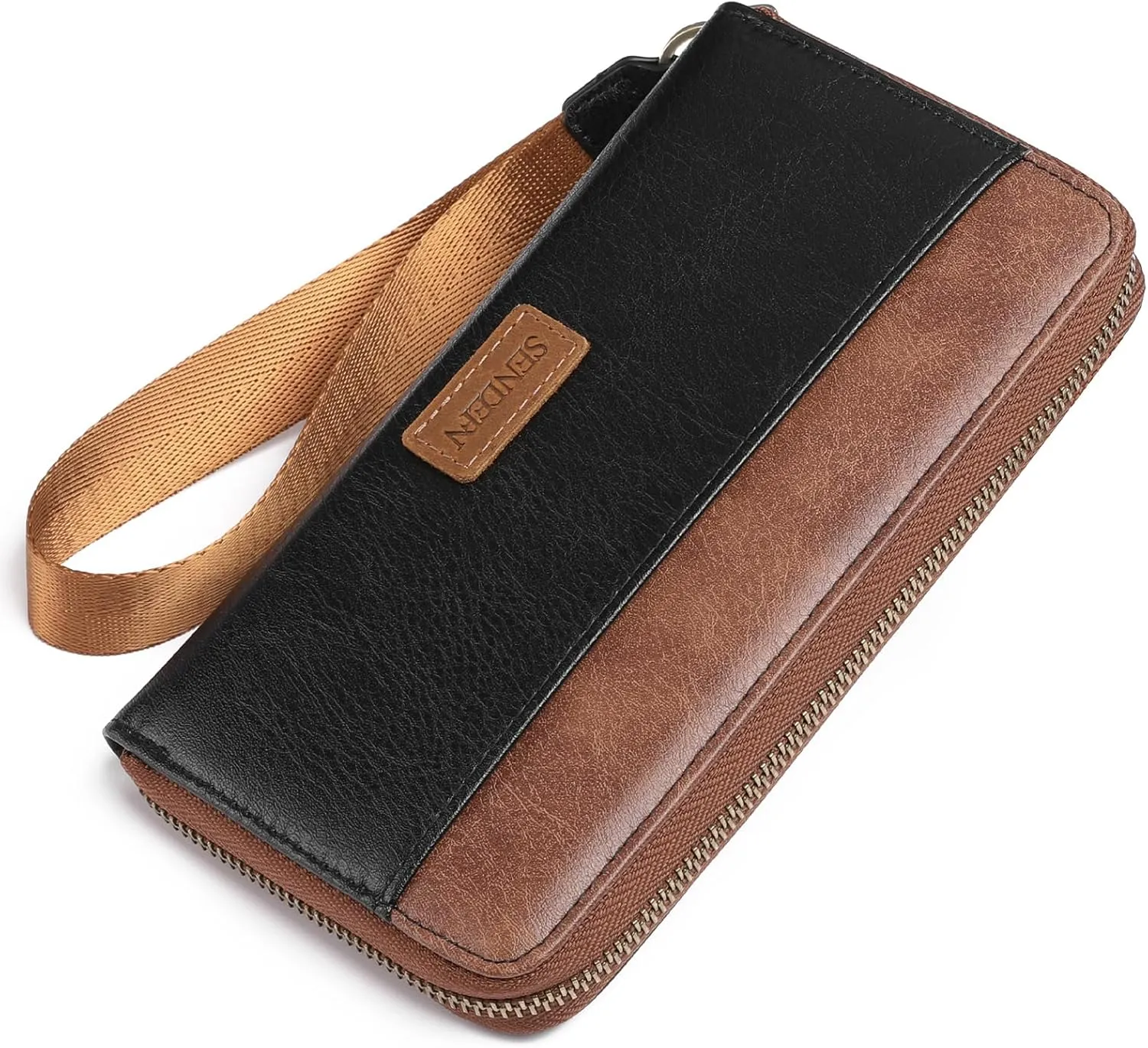 SENDEFN Womens Wallet Genuine Leather Wristlet Wallets for Women Clutch Credit Card Holder Zipper Around Long Purse