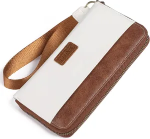 SENDEFN Womens Wallet Genuine Leather Wristlet Wallets for Women Clutch Credit Card Holder Zipper Around Long Purse